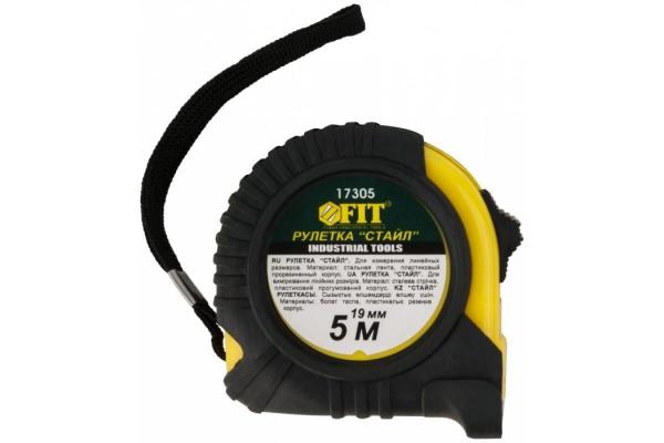 Рулетка 5м/19мм Профи прорезин. корпус Стайл